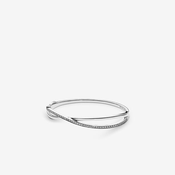 Entwined Bangle Bracelet, Clear CZ